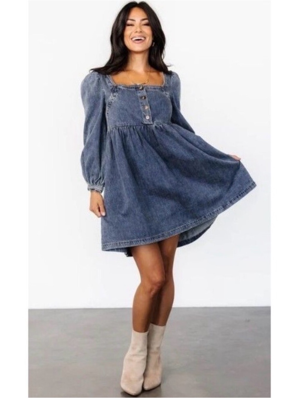 Baltic Born Gretchen Blue Denim Short Dress XL